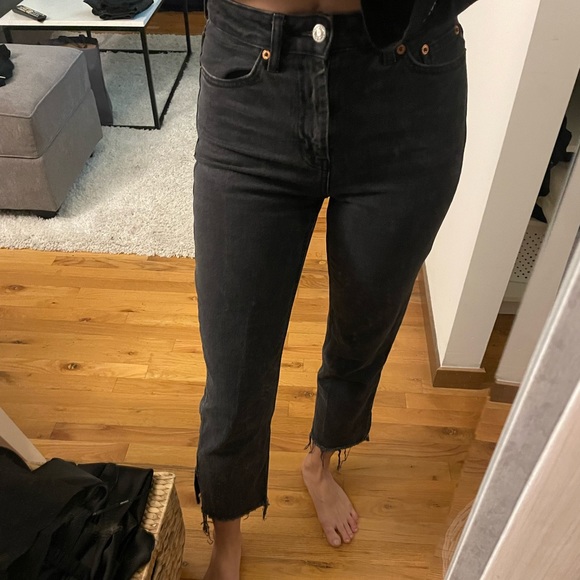 Topshop Denim - - Topshop black high waisted straight leg jean